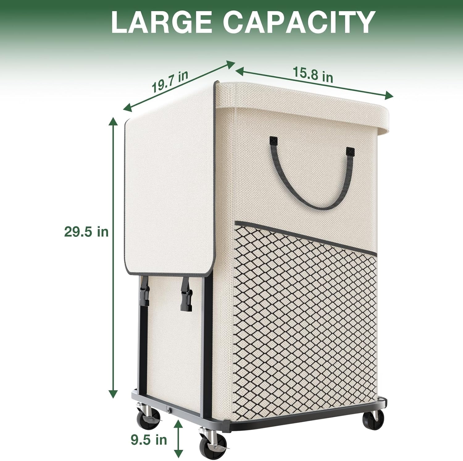 40 Gal(150L) High Grade Large Laundry Basket with Wheels, Rolling Laundry Hamper, Laundry Cart with  Frame and Removable Bag Design, Suitable for Laundry Room,  (, 150L)