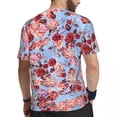 thumbnail image 4 of Red Flower Print T-Shirt Vintage Floral Hip Hop Running T-Shirts Short Sleeve Quick dry T, 4 of 5