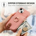 thumbnail image 2 of Allytech Wallet Case for iPhone 15 Plus, [Support Car Mount], Business PU Leather Ring Kickstand Cover with Card Slots & Zipper Pocket, RFID Blocking Shockproof Protective Case, Pink, 2 of 10