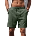 thumbnail image 2 of GIRUNS Mens Casual Shorts 7 Inch Striped Summer Beach Drawstring Elastic Waist Shorts with Pockets Army Green XL, 2 of 7