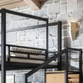 thumbnail image 6 of HICOMILA Queen Loft Bed with Storage Stairs and Wardrobe, Metal Loft Bed with Canopy Frame, Ample Underbed Spaces Design, Black, 6 of 7