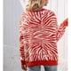 thumbnail image 4 of Abrigo suéter a rayas Cuello redondo Botonadura única Frente abierto Bloque de color Prendas de vestir de punto sueltas cálidas para mujer Naranja XL, 4 of 6