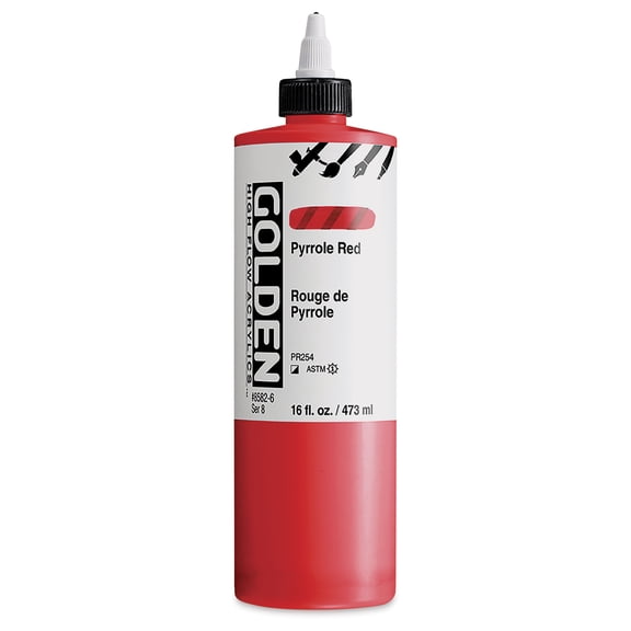 Golden High Flow Acrylics - Pyrrole Red, 16 oz bottle