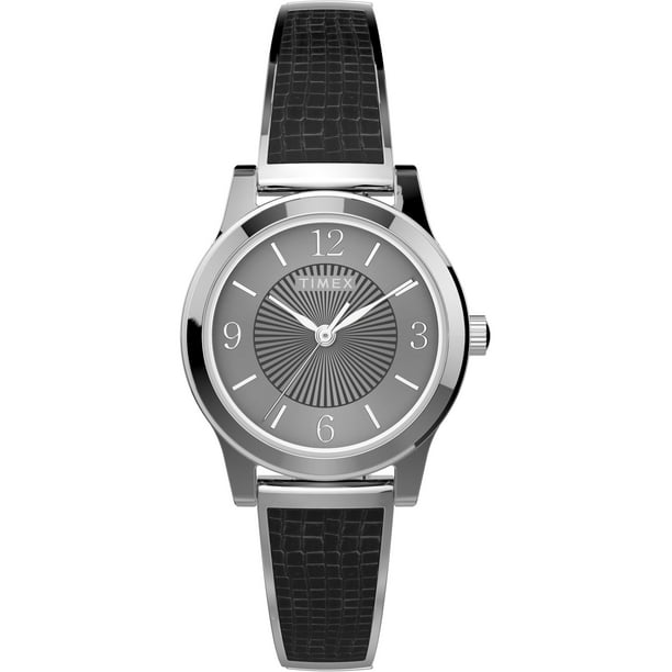 Timex - Timex Women's Stretch Bangle 25mm Black/Gray Stainless Steel Expansion Band Watch
