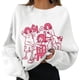 thumbnail image 1 of Gibobby Sudadera con forro polar Mujer Camisa deportiva con cuello estampado para mujer, ajustado con cuello redondo, camisa deportiva informal de manga larga, Top holgado (Blanco, L), 1 of 4