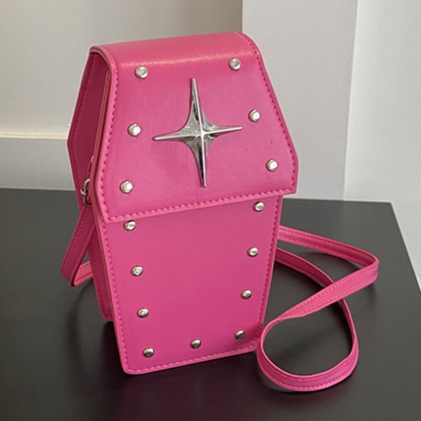 Monederos Con Forma De Ataúd Retro gótico ataúd forma monederos Casual mujer Halloween bandolera (rosa)