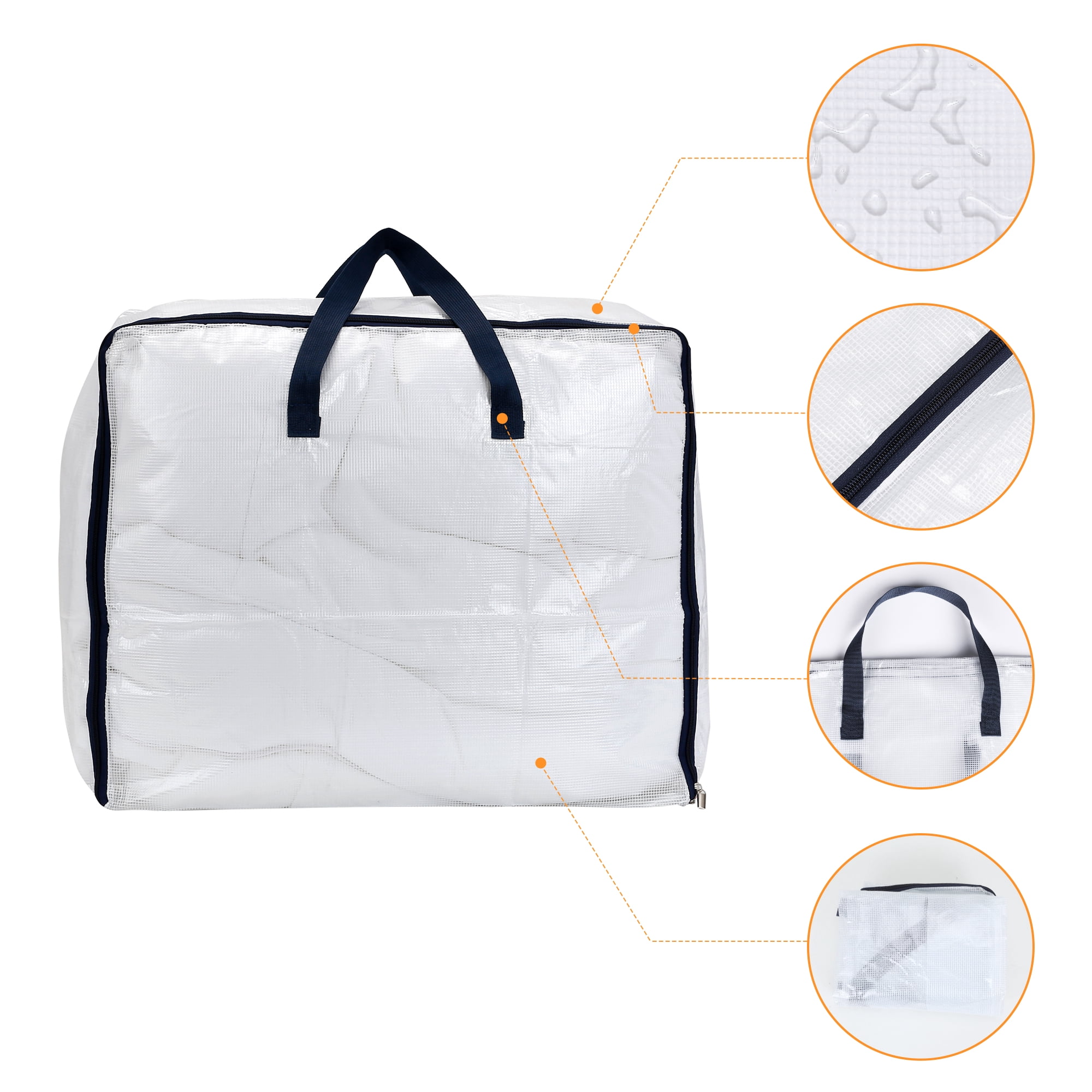 Unique Bargains 1 Pack Clothes Storage Bags Moving Bags Transparent 23.5*19.5*10in