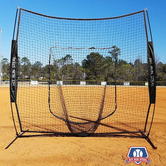 Hit Run Steal Heavy Duty Softball and Baseball Net with Carrying Bag, Black
