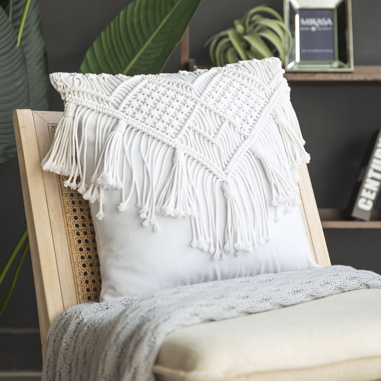 The Sak Home 18 x 18 Pillow Cover, Crochet Floormats & Pillows