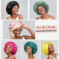 thumbnail image 5 of Black silk satin bonnet for sleeping double layer satin lined hair bonnet, 5 of 5