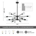 thumbnail image 5 of Bestco 12-Light Modern Sputnik Chandelier for Dining Room with 4 Extension Rods Black, 5 of 11