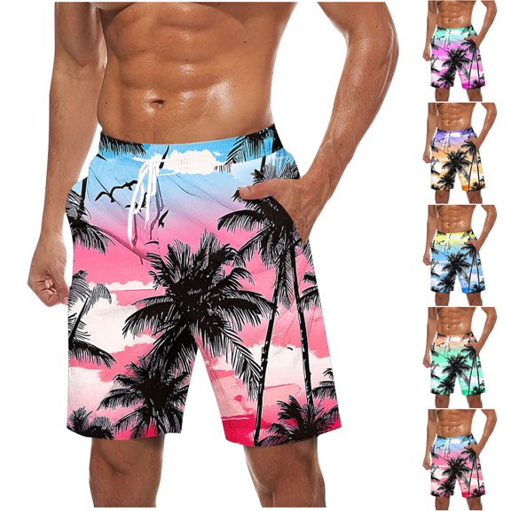 Xuniizn Beach Shorts for Men Casual Breathable Loose Elastic Drawstring Holiday Pants with Pockets Plus Size Soft Cozy Summer Shorts, S-5XL