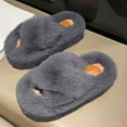 thumbnail image 5 of Bkhluea Women's Cross Band Fuzzy Slippers Fluffy Open Toe House Slippers Cozy Plush Bedroom Shoes Indoor Outdoor, 5 of 5