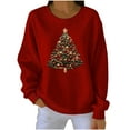 thumbnail image 2 of UQJfacai Christmas Sweatshirts for Women Christmas Tree Print Crewneck Sweater Ribbed Loose Fit Long Sleeve Xmas Holiday Pullover Tops, 2 of 4