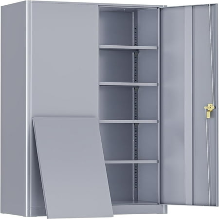 

Upgrade Metal Garage Storage Cabinet Large 72 Locking Steel Garage Cabinets with 4 Adjustable Shelves and 2 Doors Metal Lockable Tool Cabinets for Garage Office School Grey