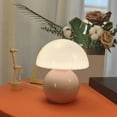 thumbnail image 3 of Mushroom Lamp Table Bedside Nightstand Lamp for Bedroom Cute Mini Mid Century Modern Lamp Dimmable Pink EU Plug, 3 of 7