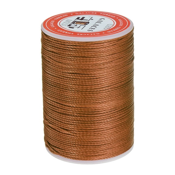 Uxcell Round Leather Sewing Waxed Thread, 85m / 93 Yards Wax Polyester String, 0.65mm Waxed Cord for Crafts, Dark Brown