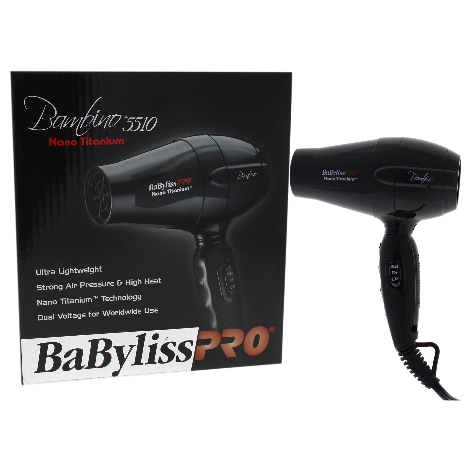 ($29.99 Value) BaBylissPRO Nano Titanium Bambino Compact Travel Hair Dryer