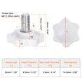 thumbnail image 2 of Uxcell 10 Pieces Star Knobs M8 x 12mm Thread 32mm 6-Point Head Stud Knob Hand Clamping Screw White, 2 of 6
