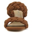 thumbnail image 2 of Soda Shoes Women Block High Heel Sandals Double Braided Band Straps Square Toe BUGGY-S Brown Light Cognac 6.5, 2 of 5