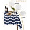 thumbnail image 2 of Navy Blue Moire Table Cloth, Water Ripple Stripe Farmhouse Waterproof Tablecloth for Square Tables, Reusable Washable Fabric Table Cover for Restaurant Kitchen Dining Tables 60"x60", 2 of 6