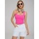 thumbnail image 2 of Pantalones cortos vaqueros IWD 2025 para mujer, cintura alta, blancos rasgados, 2 of 4