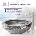 thumbnail image 3 of ANZZI Levi 16.5" Bathroom Tempered Glass Vessel Sink in Speckled Silver, 3 of 9
