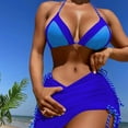thumbnail image 2 of Elainilye Fashion Womens Bathing Suits Sexy Swimsuit Three-Piece Bikini Split Bikini Swimsuit Bathing Suit for Women,Blue, 2 of 5