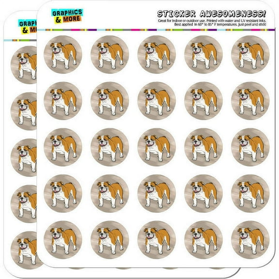 English Bulldog Pet Dog 50 1" Planner Calendar Scrapbooking Crafting Stickers