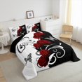 thumbnail image 3 of Manfei Red Rose Floral Comforter Sets Toddler Size for Girls, Black and White Comforters & Duvets, Butterfly Print Bedding Toddler Comforter Set, Breathable Room Decor, 2-Piece Reversible, 3 of 8