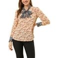 thumbnail image 1 of INSPIRE CHIC Blouse à Manches Longues Boho à Imprimé Floral pour Femme avec Nœud, Col en V, 1 of 5