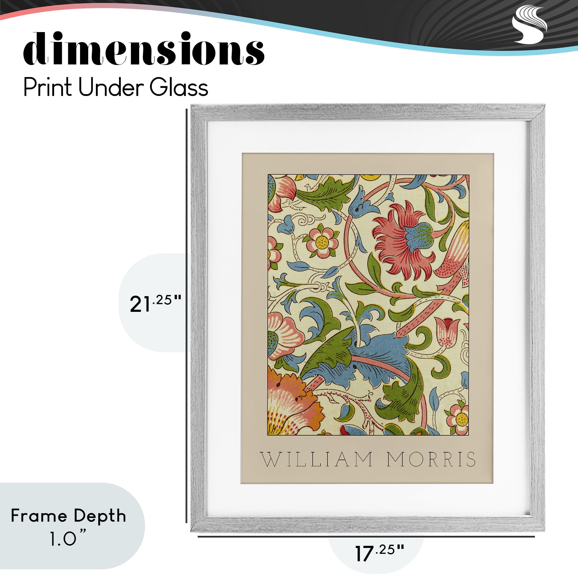 Stupell Industries Stylish Boho Classic Flowers Gray Framed Print Under Glass, design by Lil' Rue
