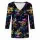 thumbnail image 5 of TaTaai Women's Fashion Christmas Printed Loose Casual V Neck With Three Quarter Sleeves And 3/4 Sleeves T-shirt Pullover Top Gift, 5 of 5