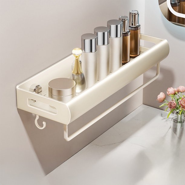 Estante de pared sin taladro con ventosa: estante rectangular multifuncional desmontable para organizar el baño, la ducha, la cocina y el dormitorio.