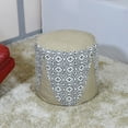 thumbnail image 1 of Conemporary Handmade Canvas with leather Round Pouf in Beige Color, 1 of 3