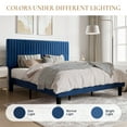 thumbnail image 6 of SHA CERLIN Blue King Size Upholstered Platform Bed Frame with Adjustable Channel Velvet Headboard, 6 of 9