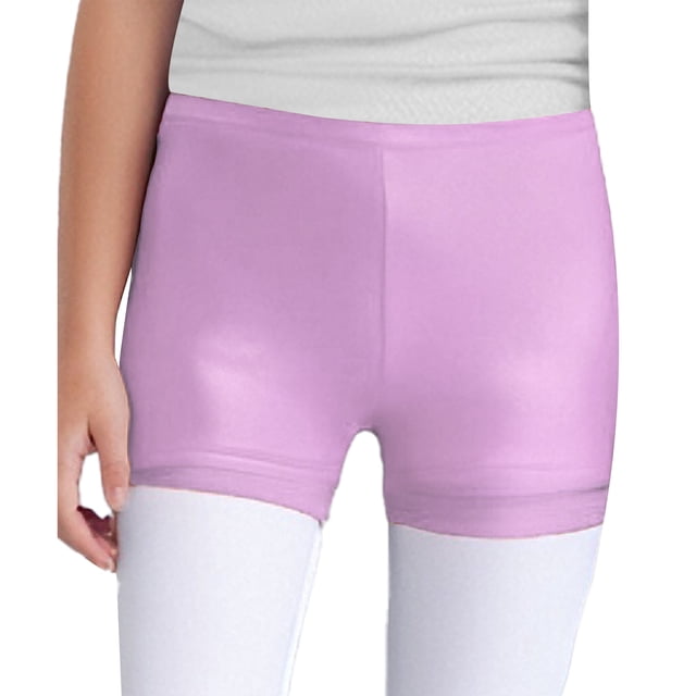 Ocealan Kids Girls Shiny Metallic Dance Shorts Booty Bottoms Tumbling Gymnastic Shorts Jazz Performance Hot Pants Lavender 8