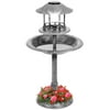Best Choice Products Solar Outdoor Bird Bath Pedestal Fountain Garden Decoration w/ Fillable Planter Base - Stone