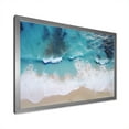 thumbnail image 2 of Designart "Aerial View Waves of White and Blue I" Coastal Framed Wall Art Decor - Coastal Blue Coastal Beach Entryway Framed Wall Art, 2 of 6