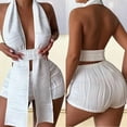 thumbnail image 7 of YUHAOTIN Woman Shorts Summer 2 Piece Shorts Sets Trim Crop Camis High Waist Stretchy Mini Shorts Two Piece Outfit Sexy Outfit for Women Club Night Neon Outfit Women, 7 of 7
