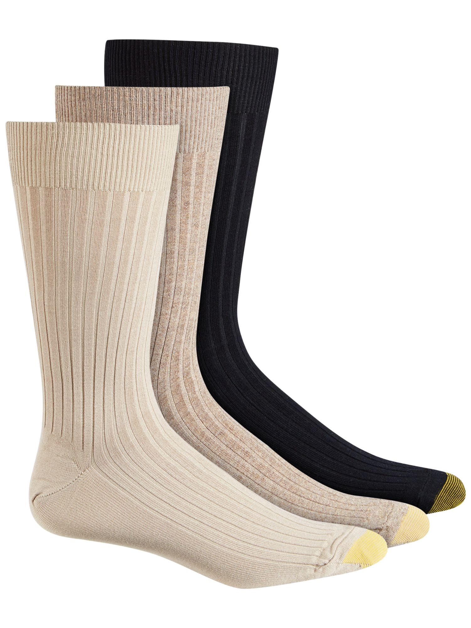 GOLD TOE Mens 3 Pack Beige Assorted Solid AntiOdor Cushioned