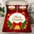 thumbnail image 2 of jejeloiu Merry Christmas Twin Sheet Sets,Red Bowtie Gold Bell Twin Fitted Sheet,Xmas Berry Flat Sheet For Girls,Super Cozy Room Decor,3-Piece, 2 of 7