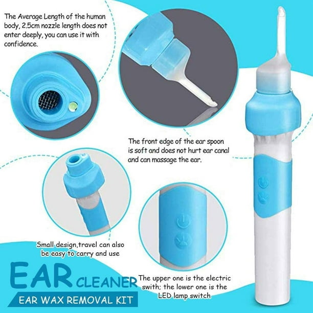 Kit de retrait d'aspirateur de cérumen électrique Nettoyeur de cérumen  Ensemble d'outils de sélection d'oreilles en toute sécurité