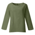 thumbnail image 3 of DuoJiaJ Women's Long Sleeve Round Neck Solid Color Loose Fit Casual Shirt Women's Short Sleeve Shirts Green XXXXXL, 3 of 4