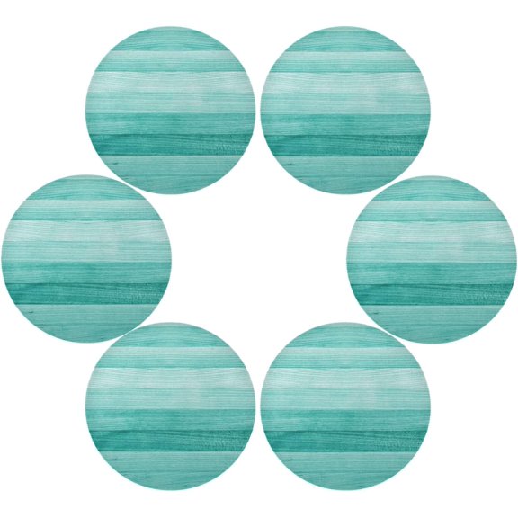 SKYSONIC Turquoise Wood Print Round Placemats for Dining Table Non-Slip Heat-Resistant Polyester Table Mats Set of 6 Washable Table Mats for Kitchen Dining Table Decoration (128)
