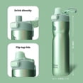 thumbnail image 4 of BOTTLE BOTTLE Insulated Water Bottle 24 oz with Handle and Flip Tops Lids Stainless Steel Water Bottle Push Button Lid Leak proof Portable for Running Travel Sports Hiking green, 4 of 7