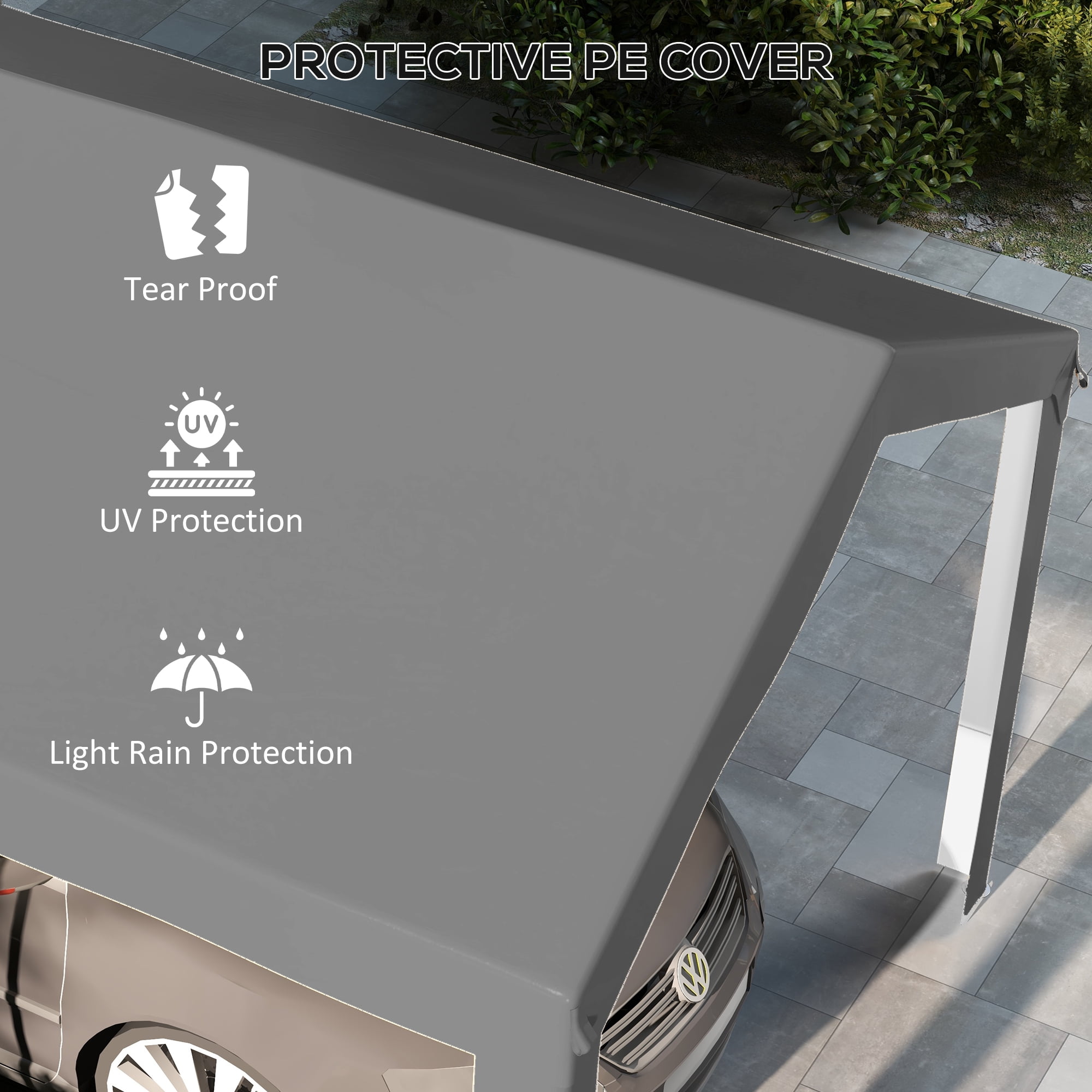 10 x 20ft Carport Roof, UV Resistant Canopy Replacement, Fits 84C-378V00 and 84C-206 Series, Dark Gray