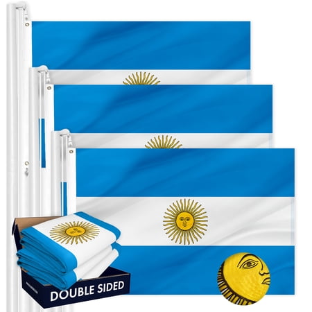 Argentina Argentianian Flag 3x5FT 3-Pack Double-sided Embroidered Polyester By G128