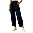 thumbnail image 2 of Samdudou Womens Joggers Curved Hem Lounge Pants Front Patch Pockets Elastic Waist Active Trousers Casual Solid Daily Work Wear, 2 of 6