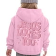 thumbnail image 2 of Ulanda Jesus Loves You Hoodies for Teen Girls Trendy Cute Christian Letter Print Sweatshirts Casual Tops with Pockets (Pink, 8-9 Years), 2 of 4